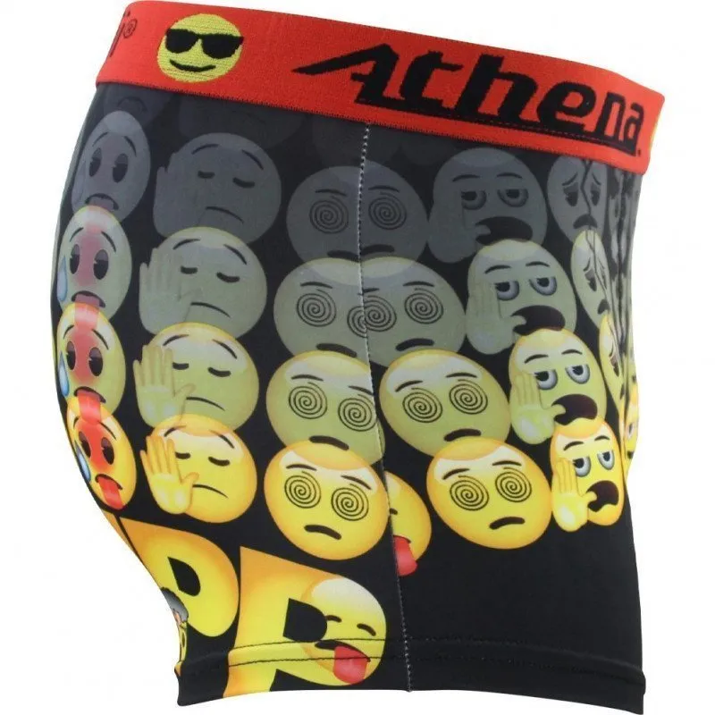 ATHENA Men's Boxer Briefs Black Yellow Emoji Design Microfiber