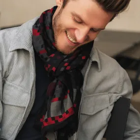 Black & Red Cotton Scarf - Titanium
