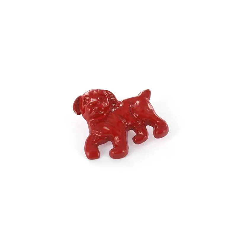 Red Enamel Metal Dog Button