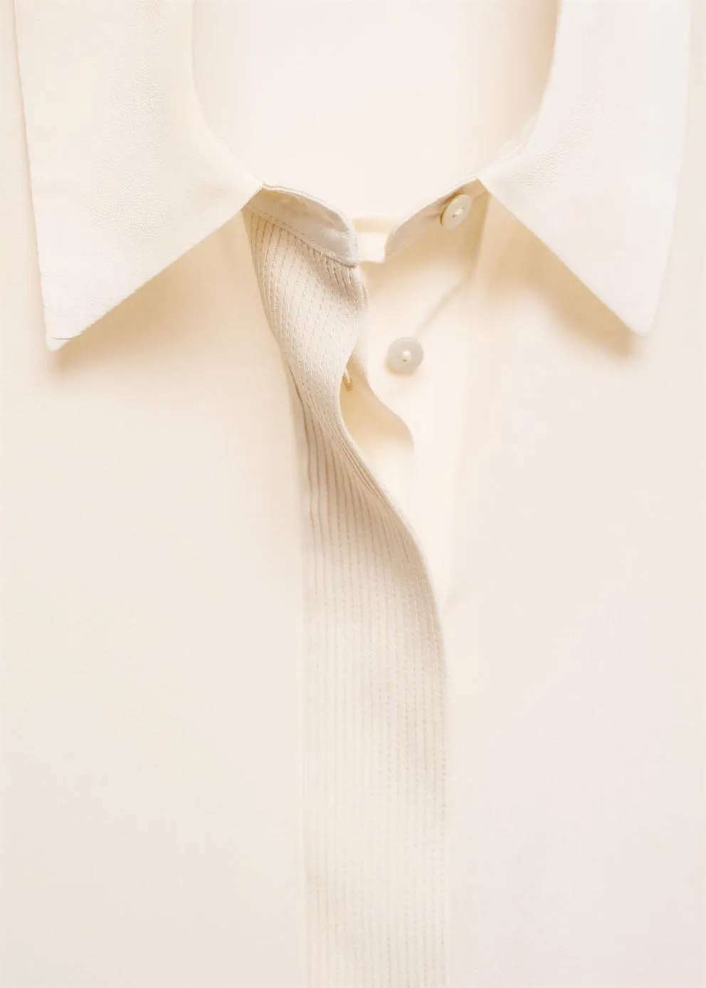 Chemise | Femme MANGO Chemise Soie Coutures Linéaires Blanc Cassé