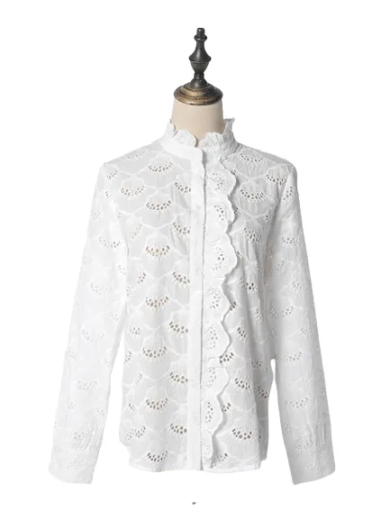 Chemise brodée année 70 femme