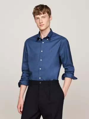 Chemise coupe standard en popeline TH Flex | Bleu | Tommy Hilfiger