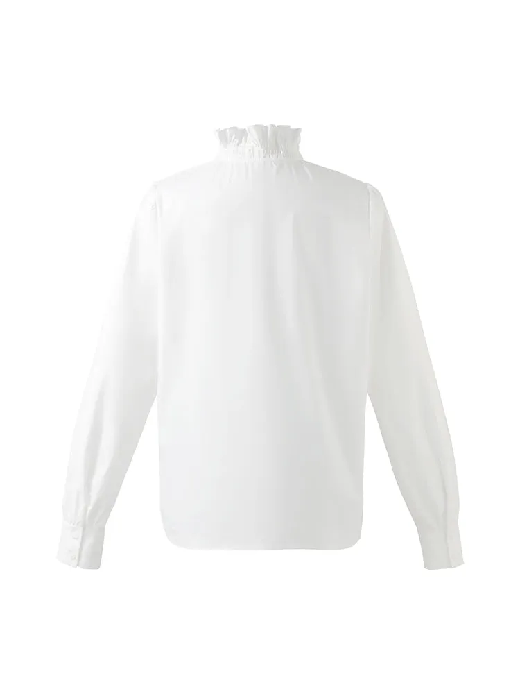 Chemise femme à col en V et à volants