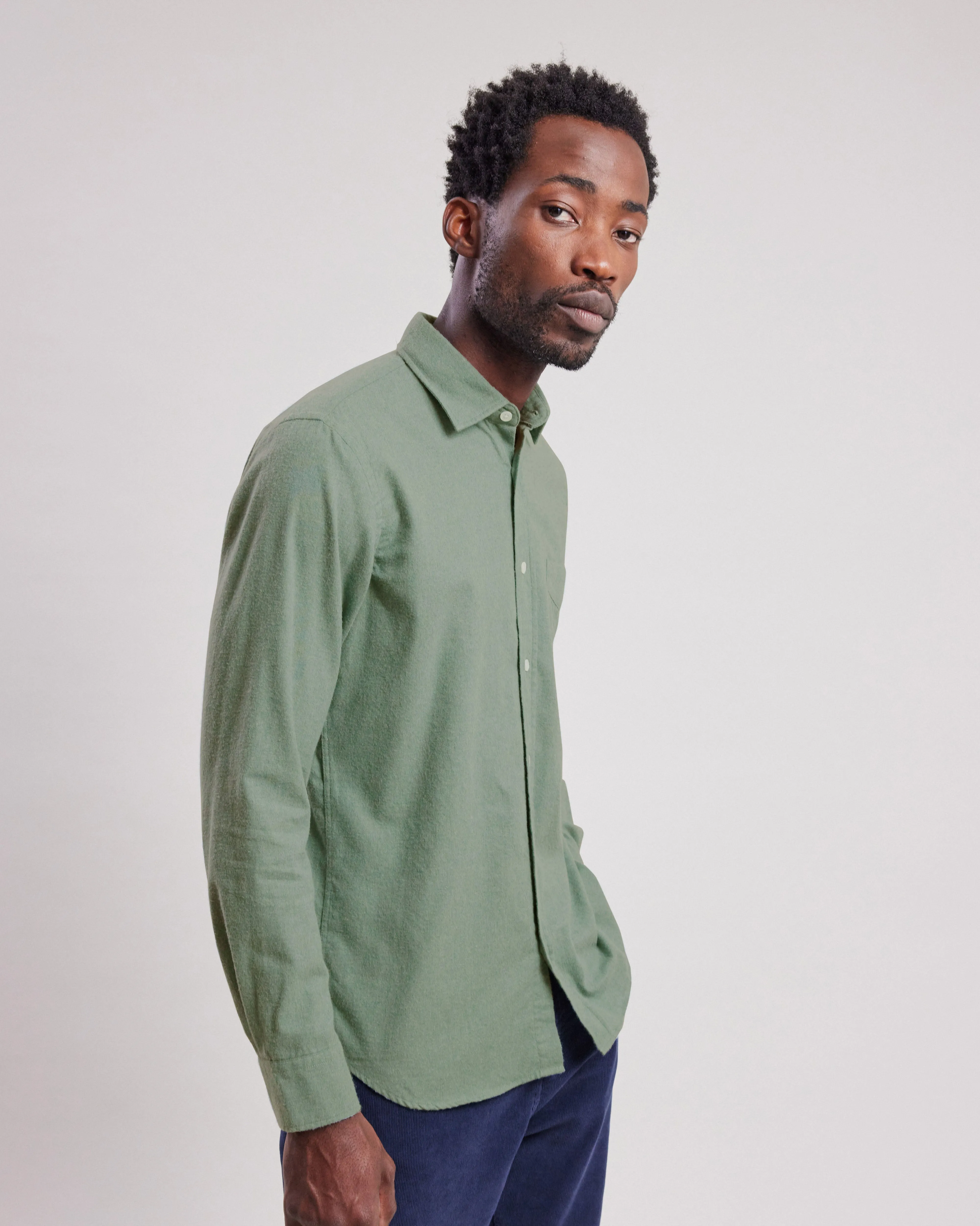 Chemise Homme en flanelle de coton Vert Cyprès Storm