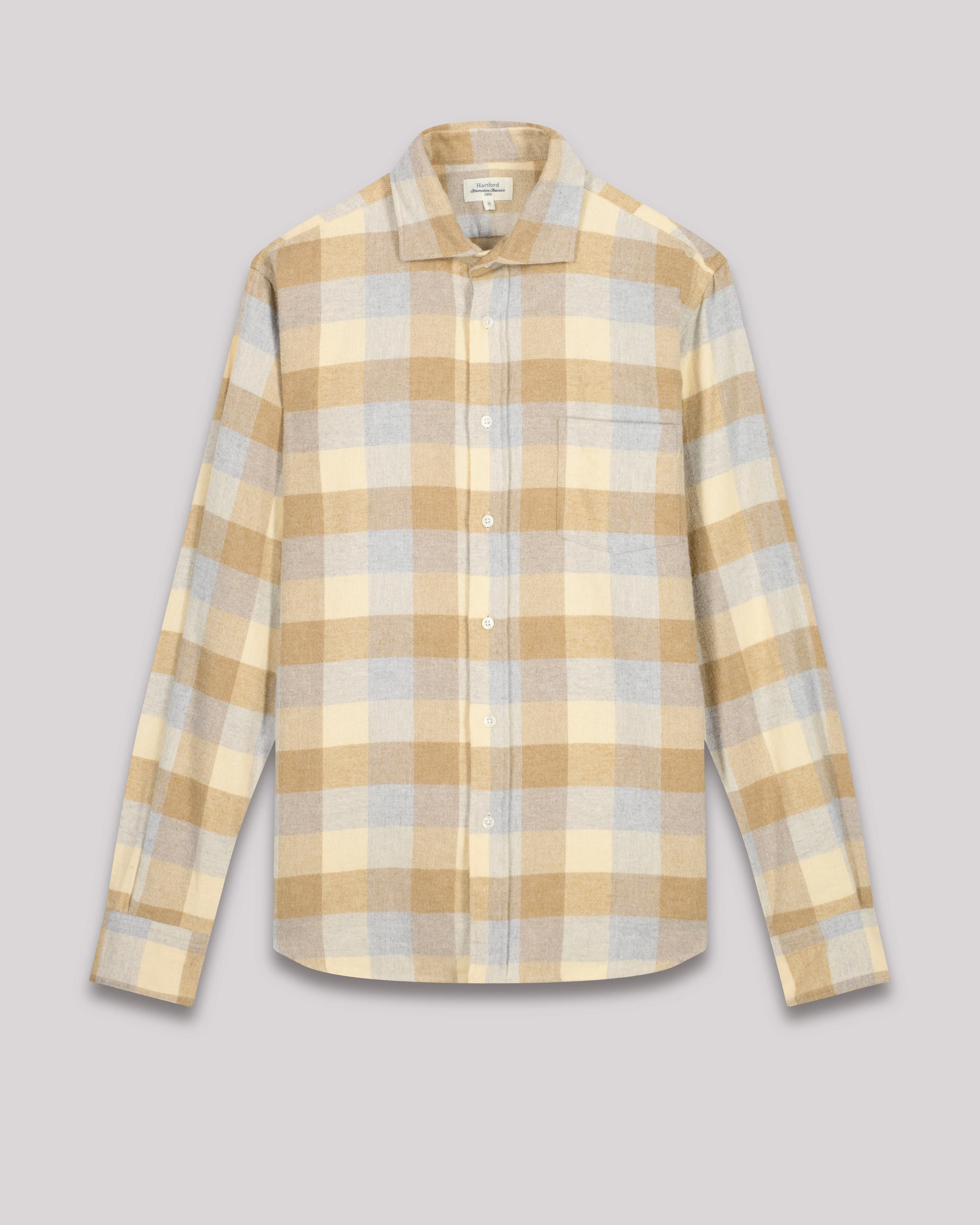 Chemise Homme en flanelle à carreaux Jaune Paul