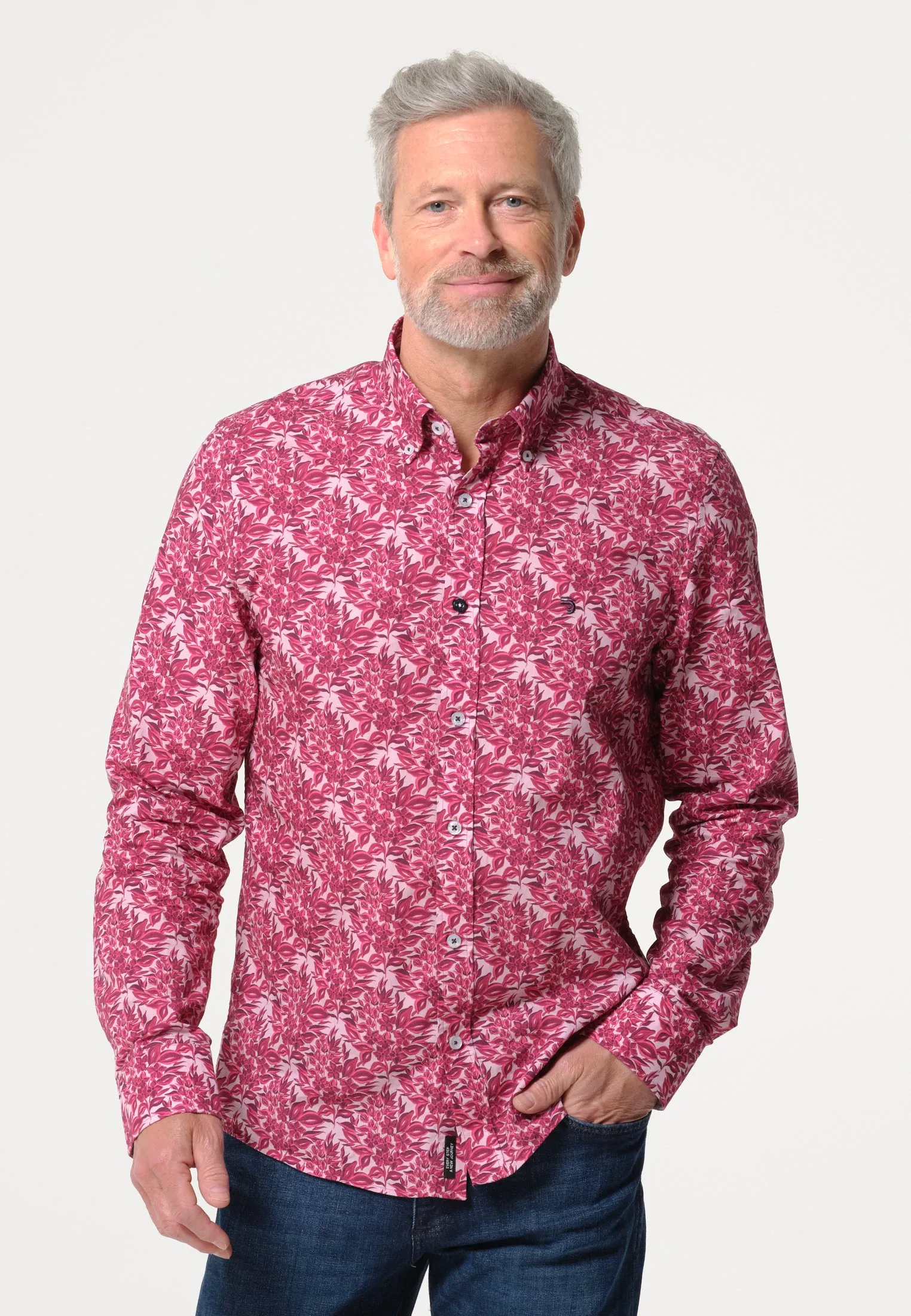 Chemise homme rose fleurie
