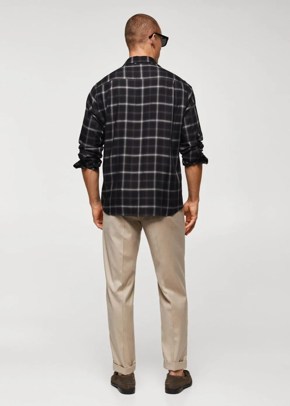 Chemises | Homme MANGO Chemise Regular-fit Carreaux-fenêtres Noir