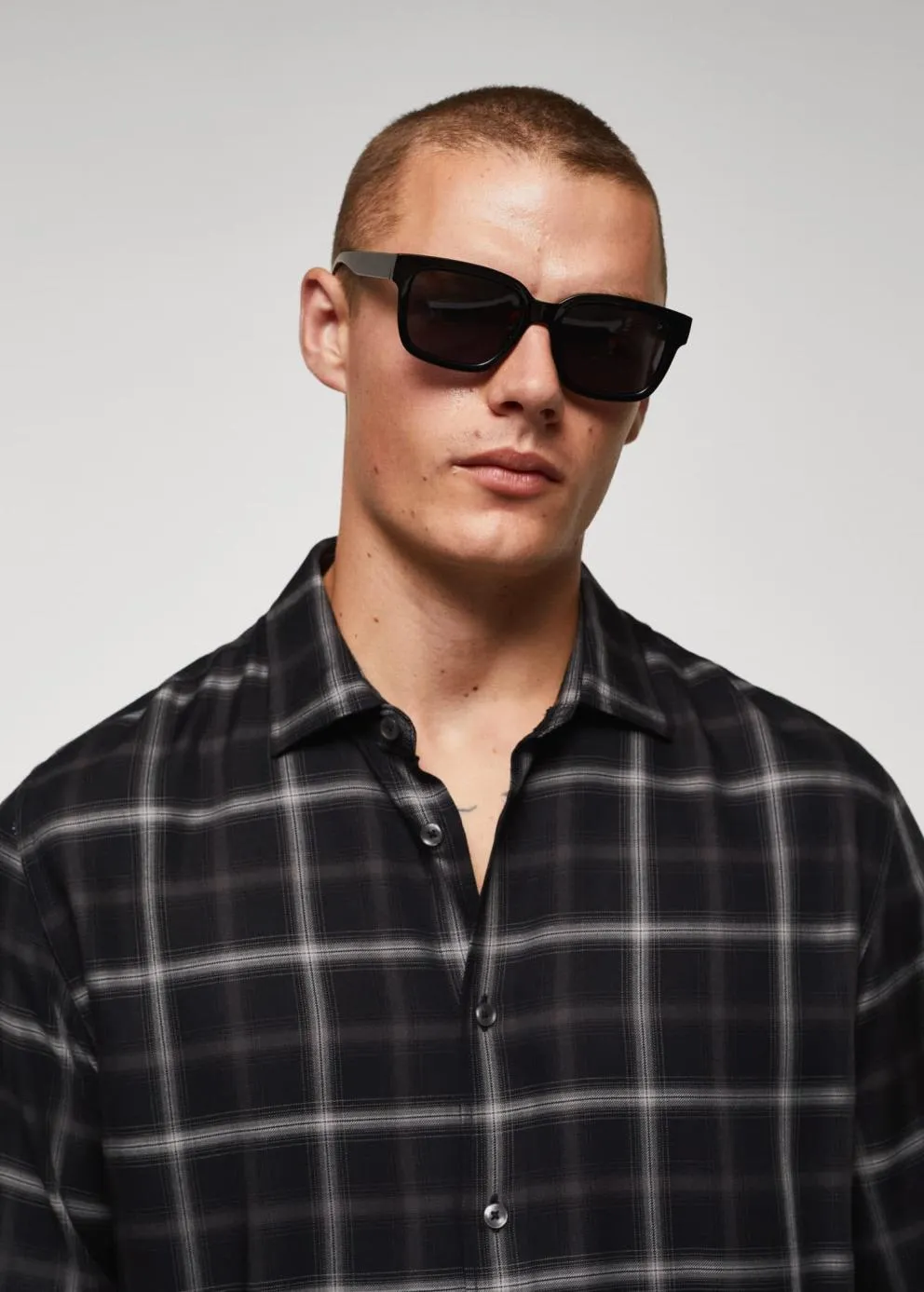 Chemises | Homme MANGO Chemise Regular-fit Carreaux-fenêtres Noir