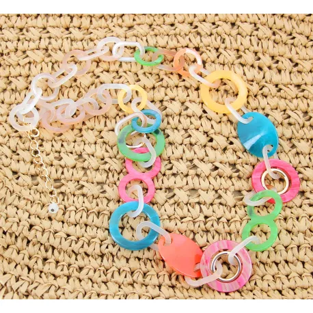 Bohemian Chic Multicolored Resin Quality Necklace C336
