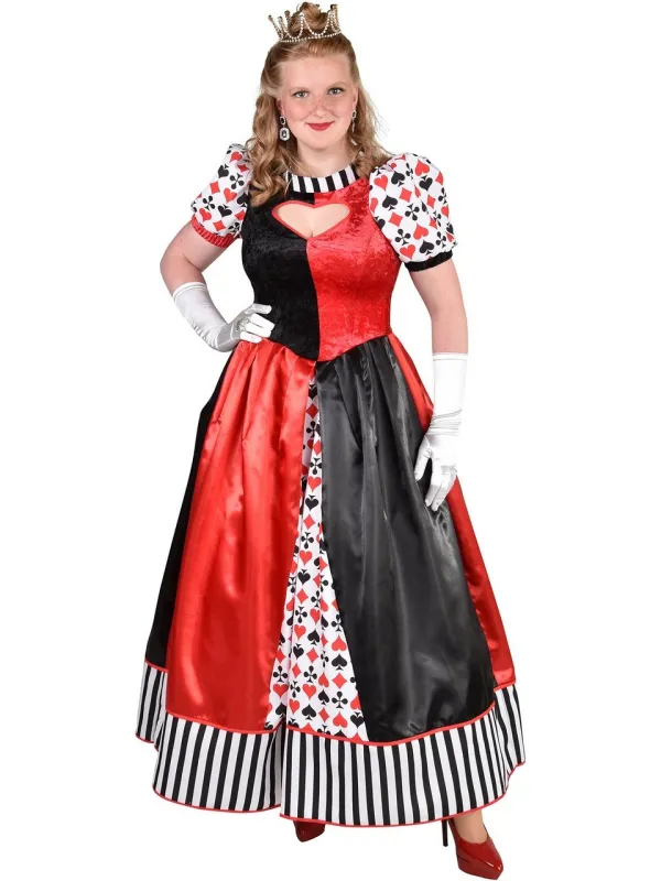 Costume haut de gamme Reine de cœur pour femme, tailles S à XL