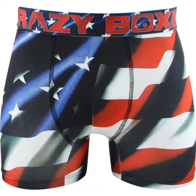 CRAZYBOXER Men's Microfiber Flag Blue Red Boxer Briefs BM4ASS37.