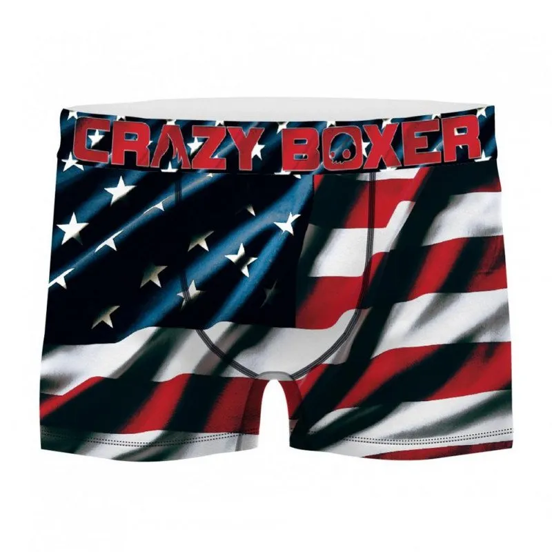 CRAZYBOXER Men's Microfiber Flag Blue Red Boxer Briefs BM4ASS37.
