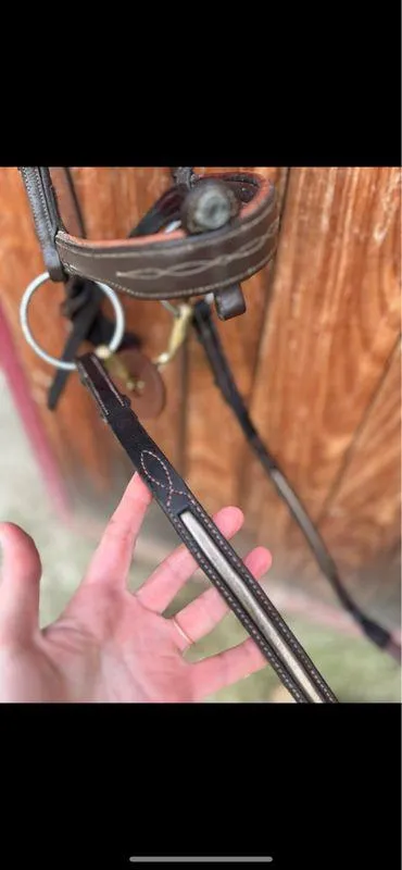 Custom Havana Brown Horse Reins with Gold Detail