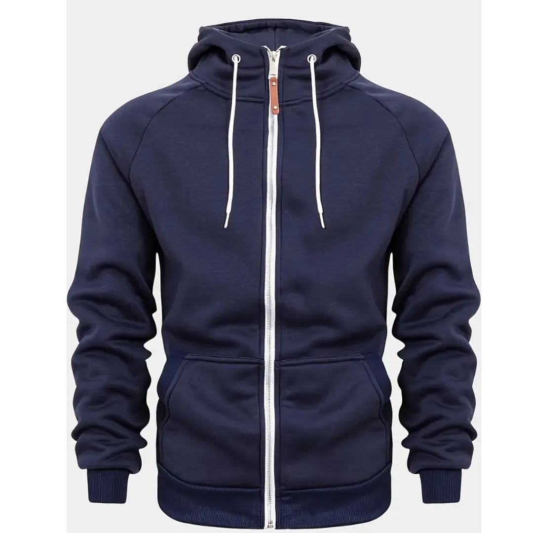 Cyan | Homme Sweat à Capuche Zippé | Décontracté