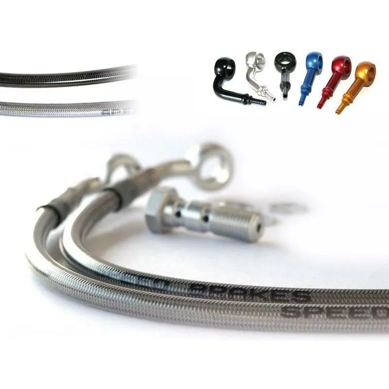 Durite de frein avant d'aviation SPEEDBRAKES inox/raccord rouge Yamaha V-MAX 1700