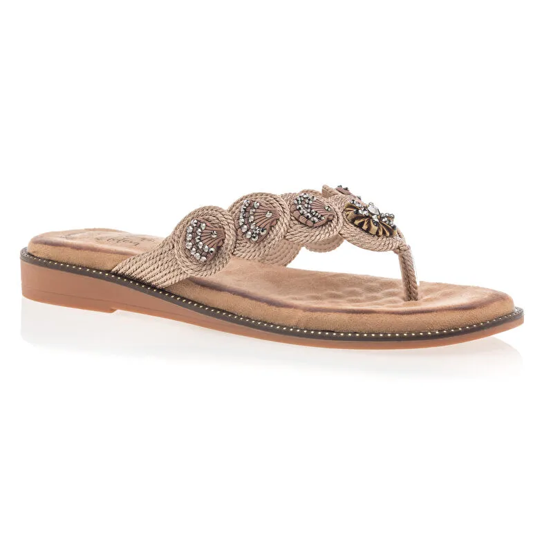 Femme Or Paloma Totem Gold Tongs / Slippers - Besson Shoes