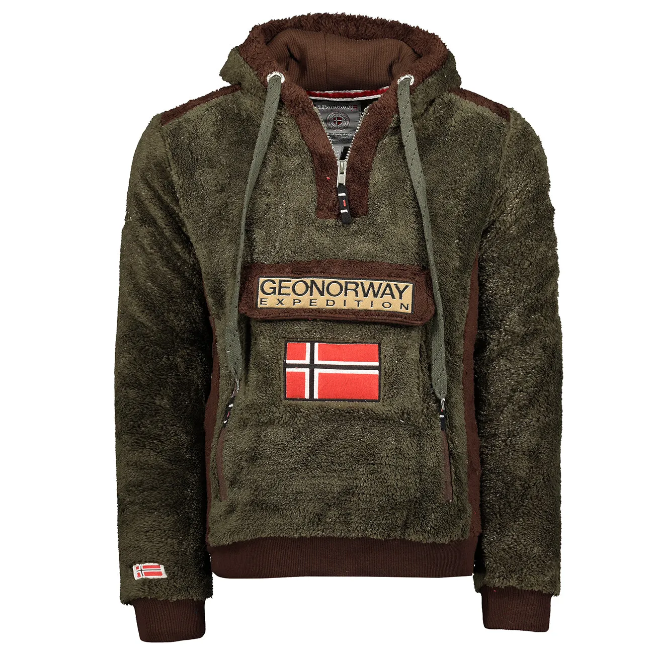 Geographical Norway Gymclass Sherco Homme - Sweat à Capuche Polaire Kaki