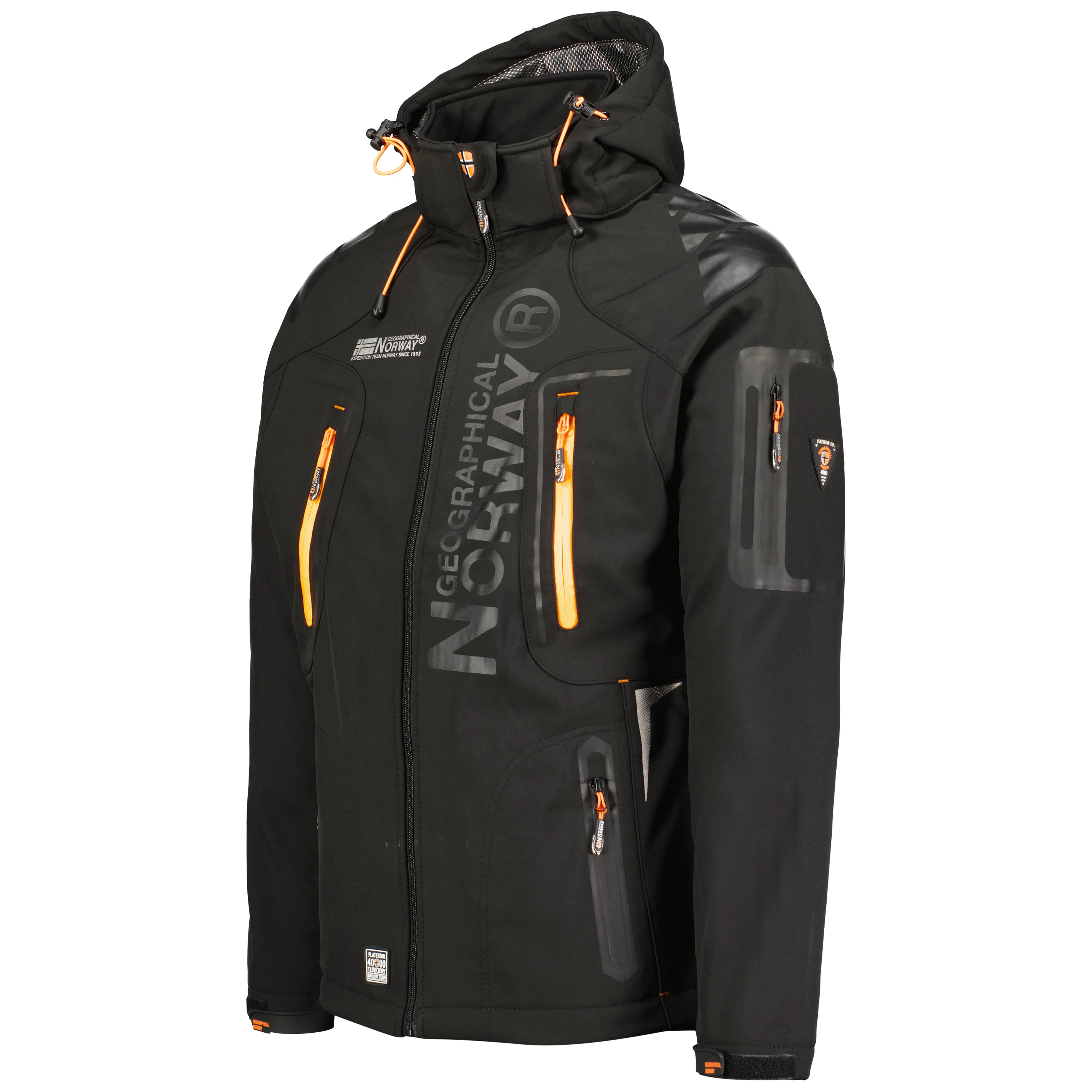Geographical Norway Techno Homme - Veste Softshell iconique Noir Orange