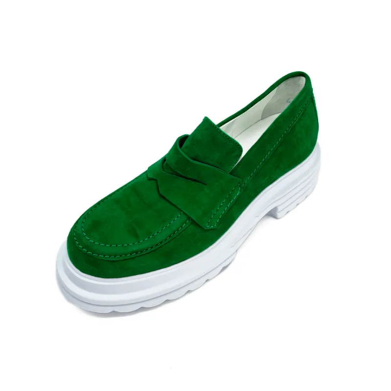 Green Suede Women's Loafers by Kennel & Schmenger - Shoes
