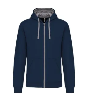 Veste capuche contrastée homme K466 bleu marine et gris