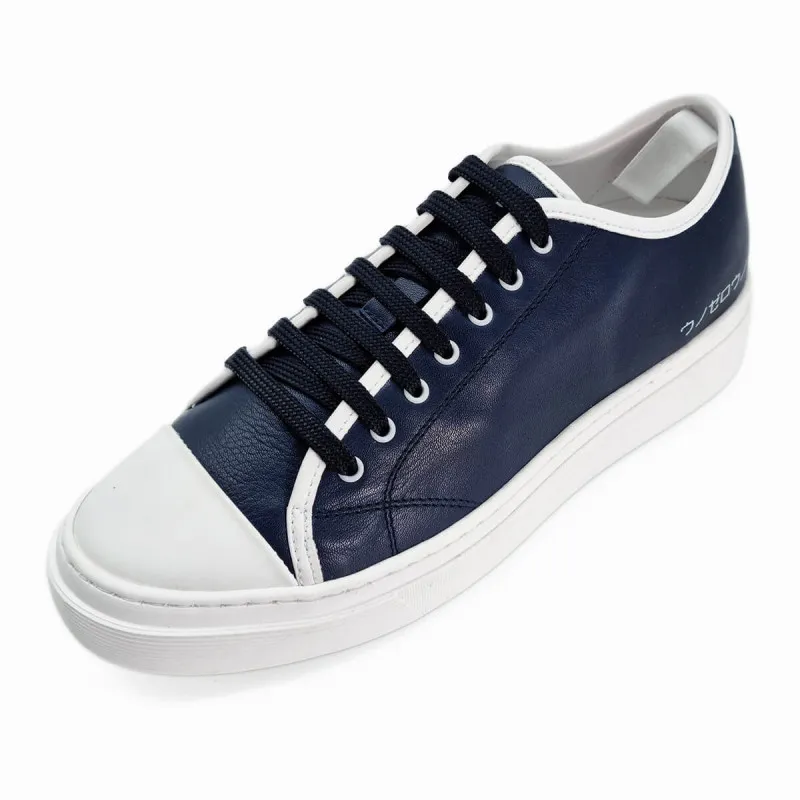 Basket thick sole leather navy blue - 101 - Scarpe