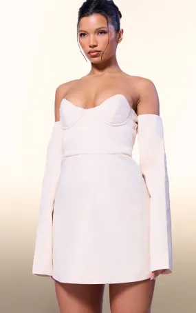 Label PLT Mini-robe de tailleur droite crème à détail sur le buste