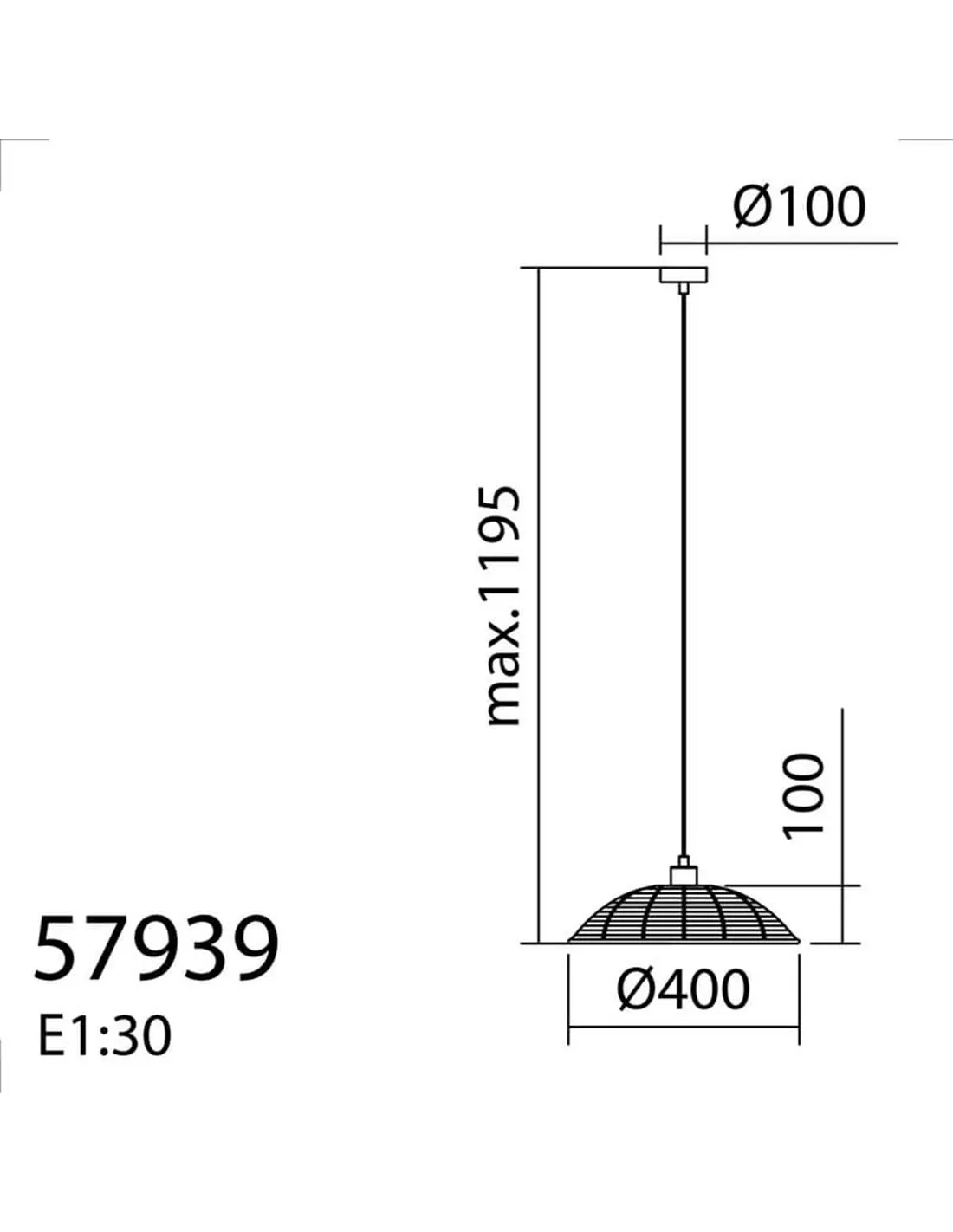 Lampe à suspension TRENZA, rotin naturel, Ø40cm, E27 | LeonLeds
