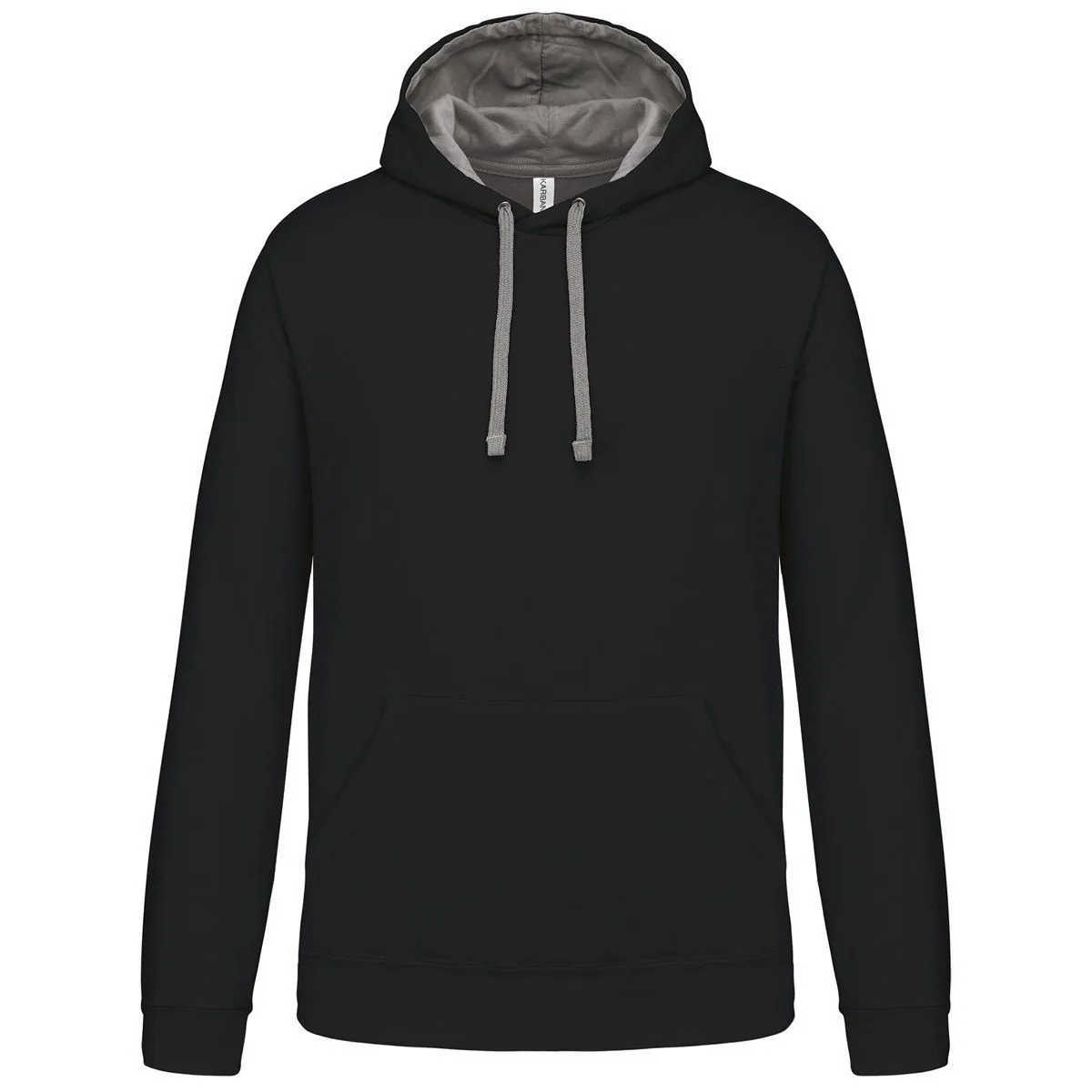 Men's Contrasting Hooded Sweatshirt - K446 - Black and Light Gray