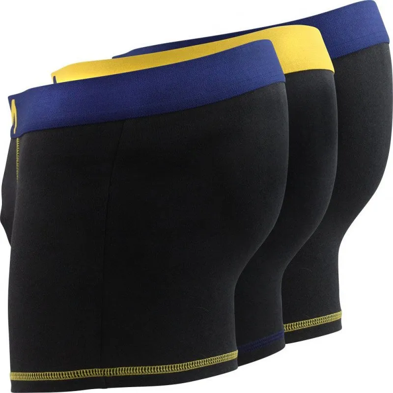 Men's Pack of 3 Cotton Boxers in Black, Mustard, and Navy