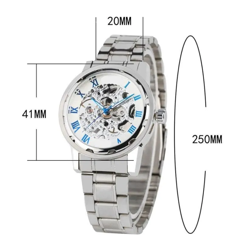 Men's Cold & White Skeleton Mechanical Watch