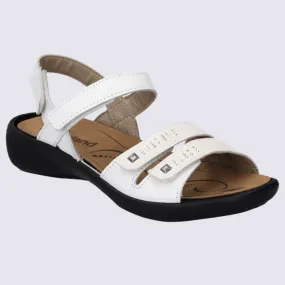 Nu-pieds Westland by Josef Seibel, nu-pieds femme à velcro en cuir blanc I Igert Chausseur & Maroquinier Dannemarie