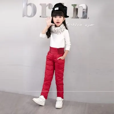 Pantalon matelassé anti-pluie hiver pour enfant avec ceinture élastique