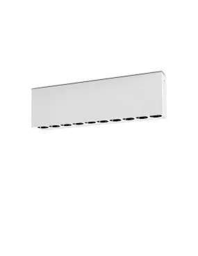 Plafonnier LED INVISIBLE en surface 24W 3000K 1790lm avec 10 spots Blanc/Noir | LéonLeds