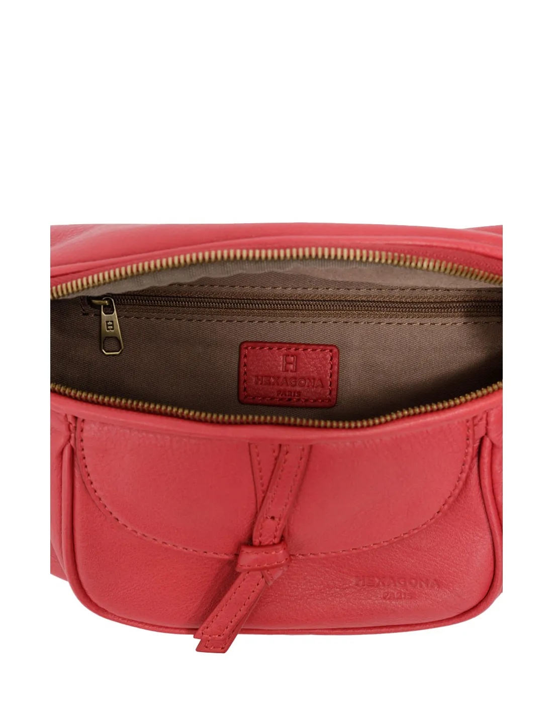 Red Leather Hexagonal Banana Bag Ref 48598 33.5*13*7