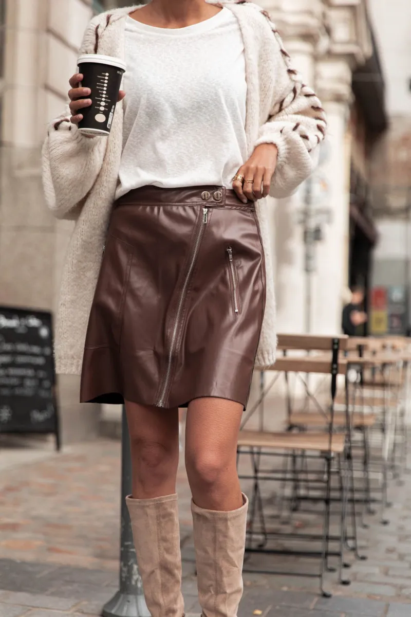 Short Faux Leather Skirt