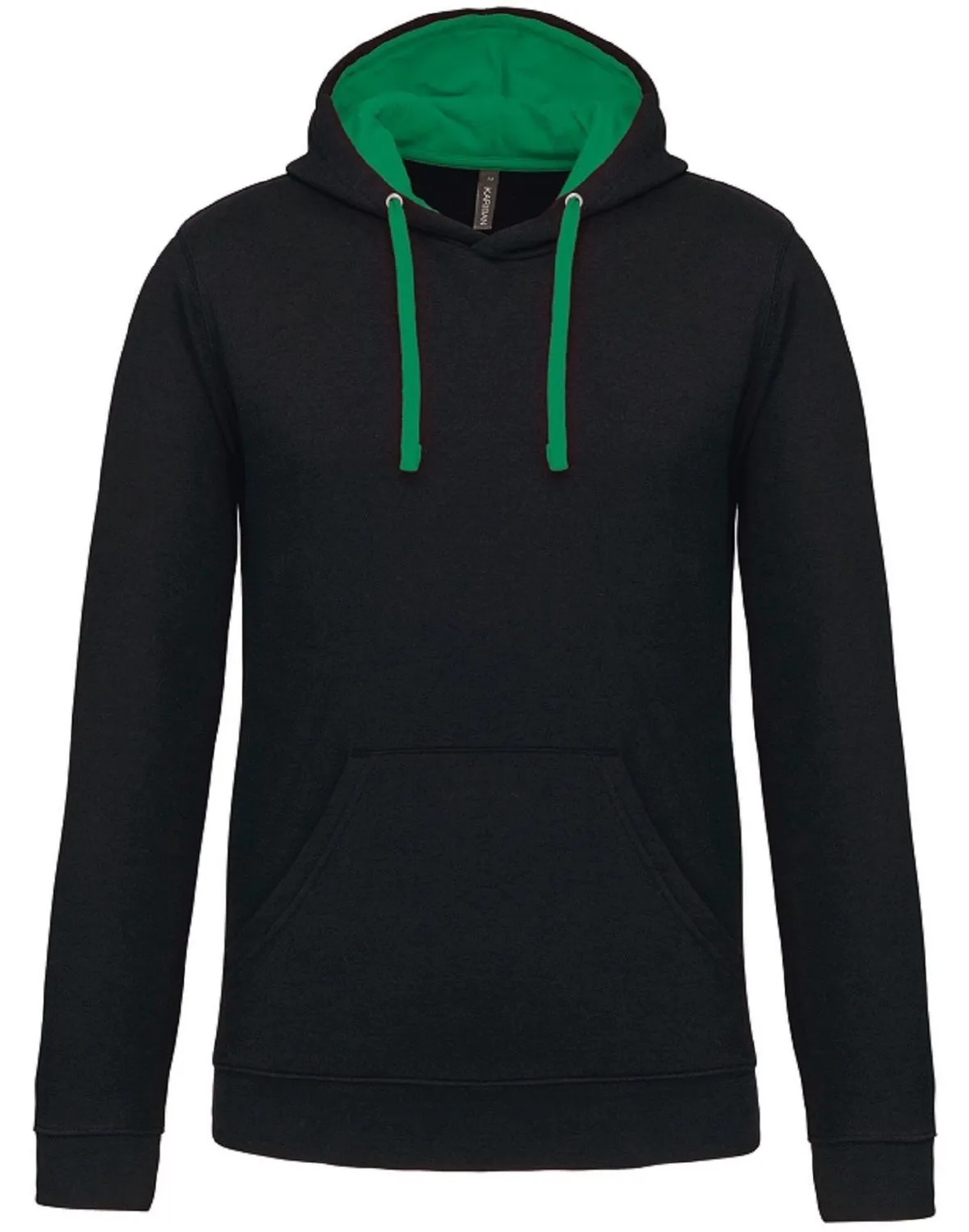 homme sweat capuche K446 noir vert kelly