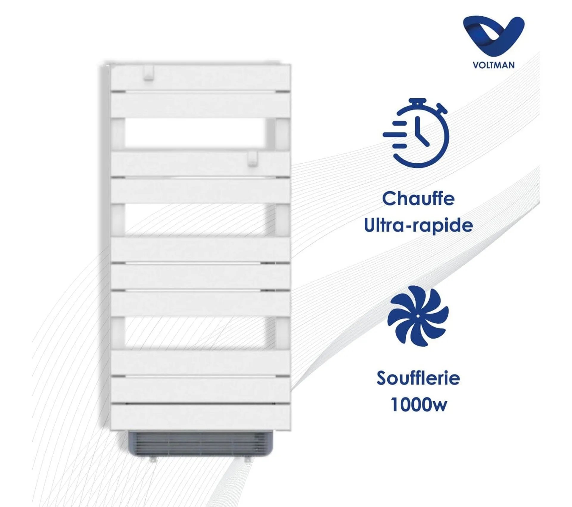 Sèche-serviette à Barres Plates - Soufflant (750w+1000w)