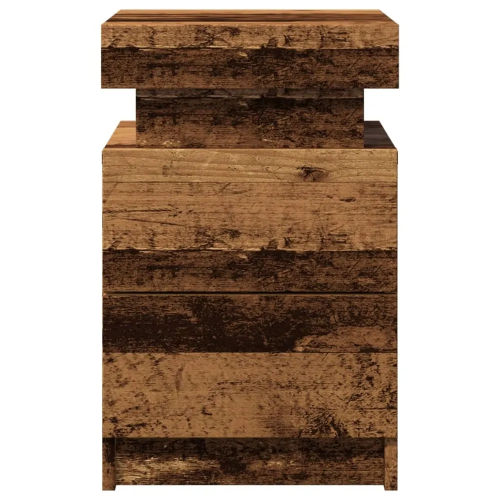 Table de chevet et led vieux bois 35x39x55 cm bois d'ingénierie