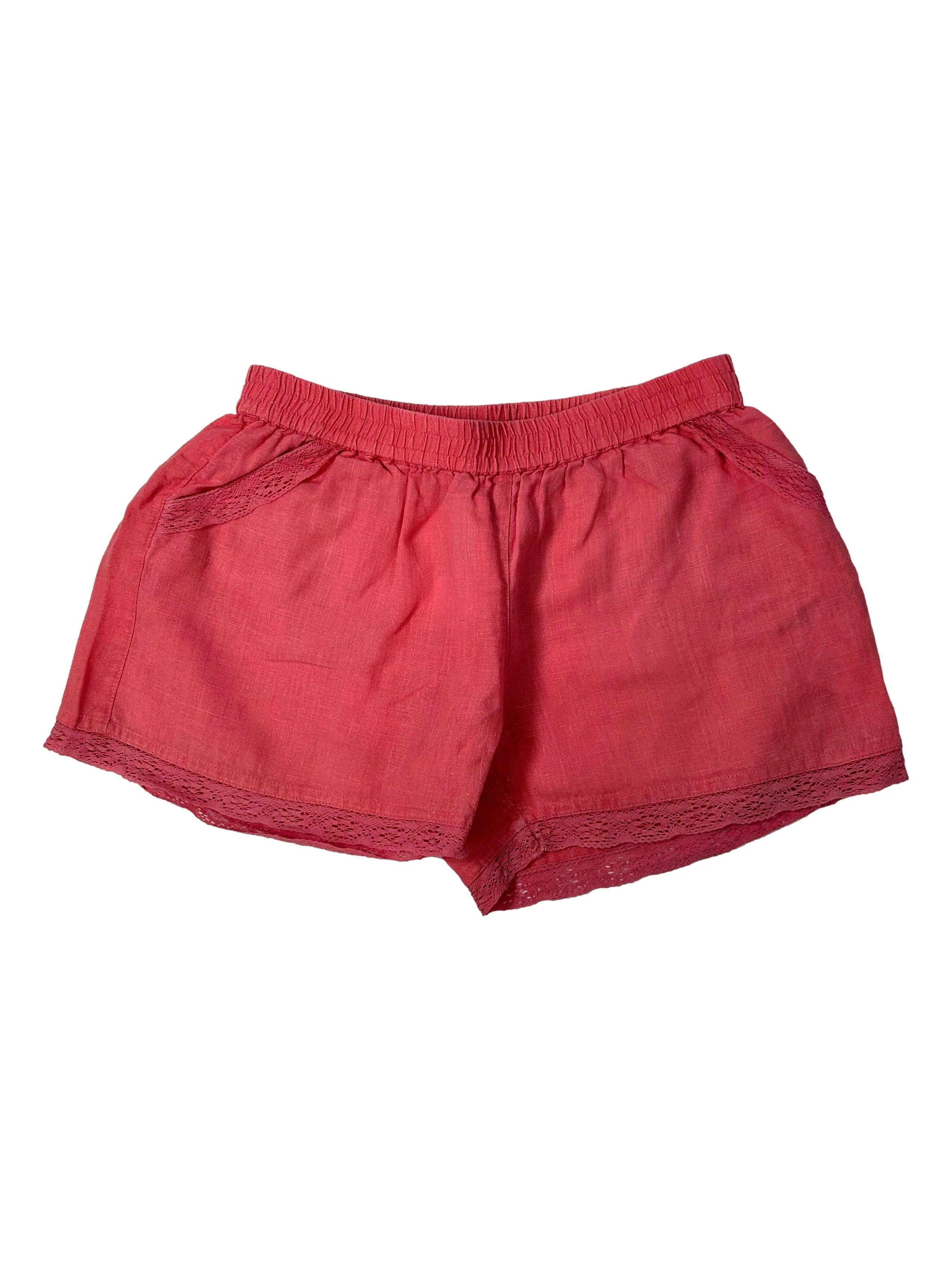 TARTINE ET CHOCOLAT 12 ans Short en lin rose