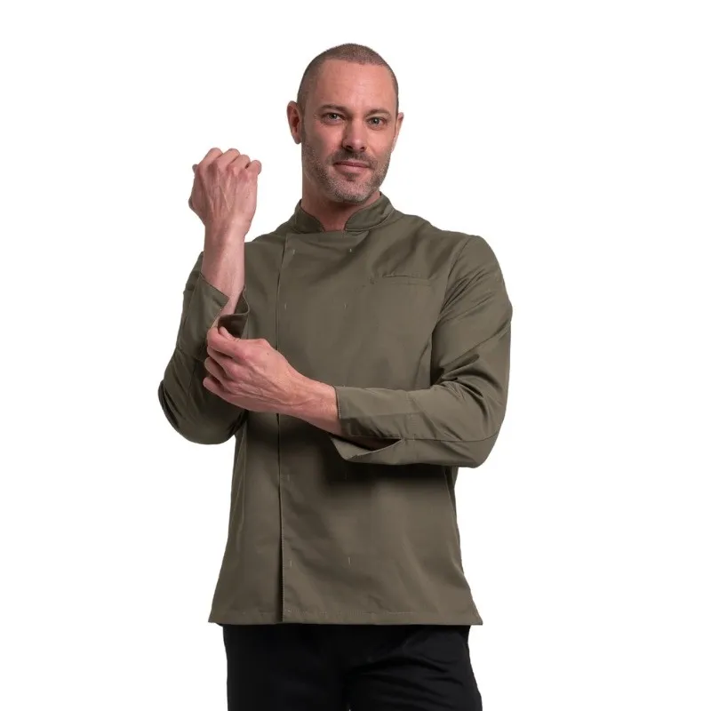 Texas Men's Kitchen Jacket Long Sleeves Khaki - MANELLI