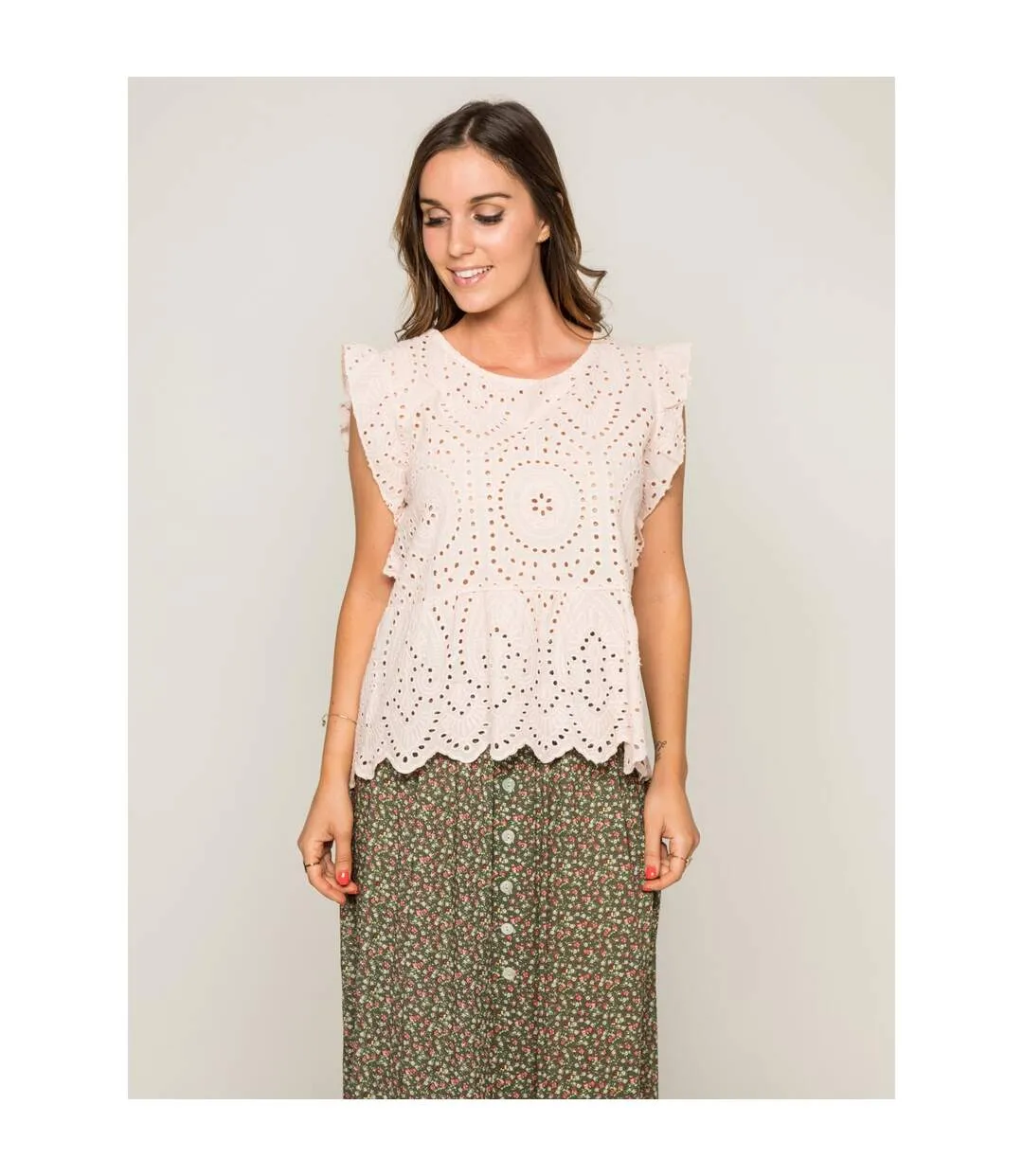 Top col rond broderies anglaises FOUE - Dona X Lisa