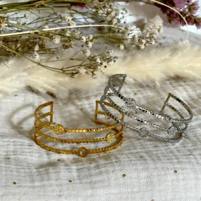 Triple Bracelet Jonc en Acier Inoxydable Argenté ou Doré