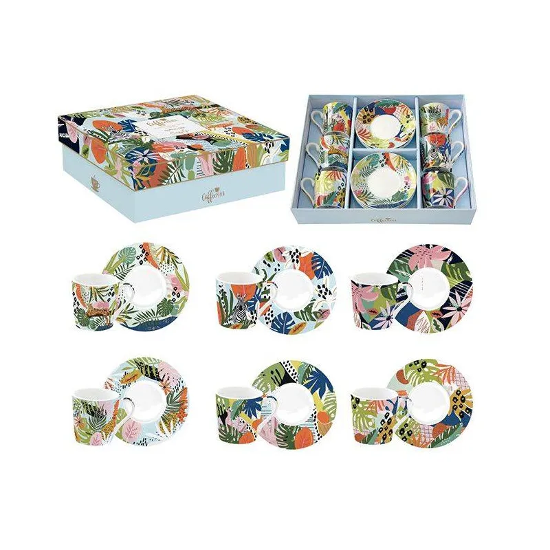 TROPICAL VIBES Tasse café Expresso Porcelaine Bleu - les 6