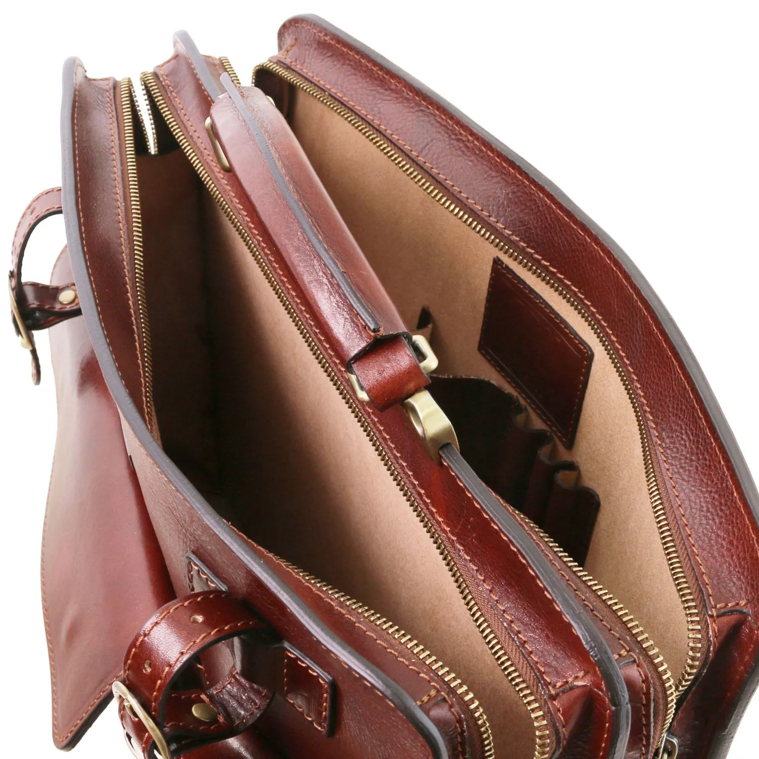 Venezia - Serviette Cuir Avec Fermeture Glissière Rouge TL141268