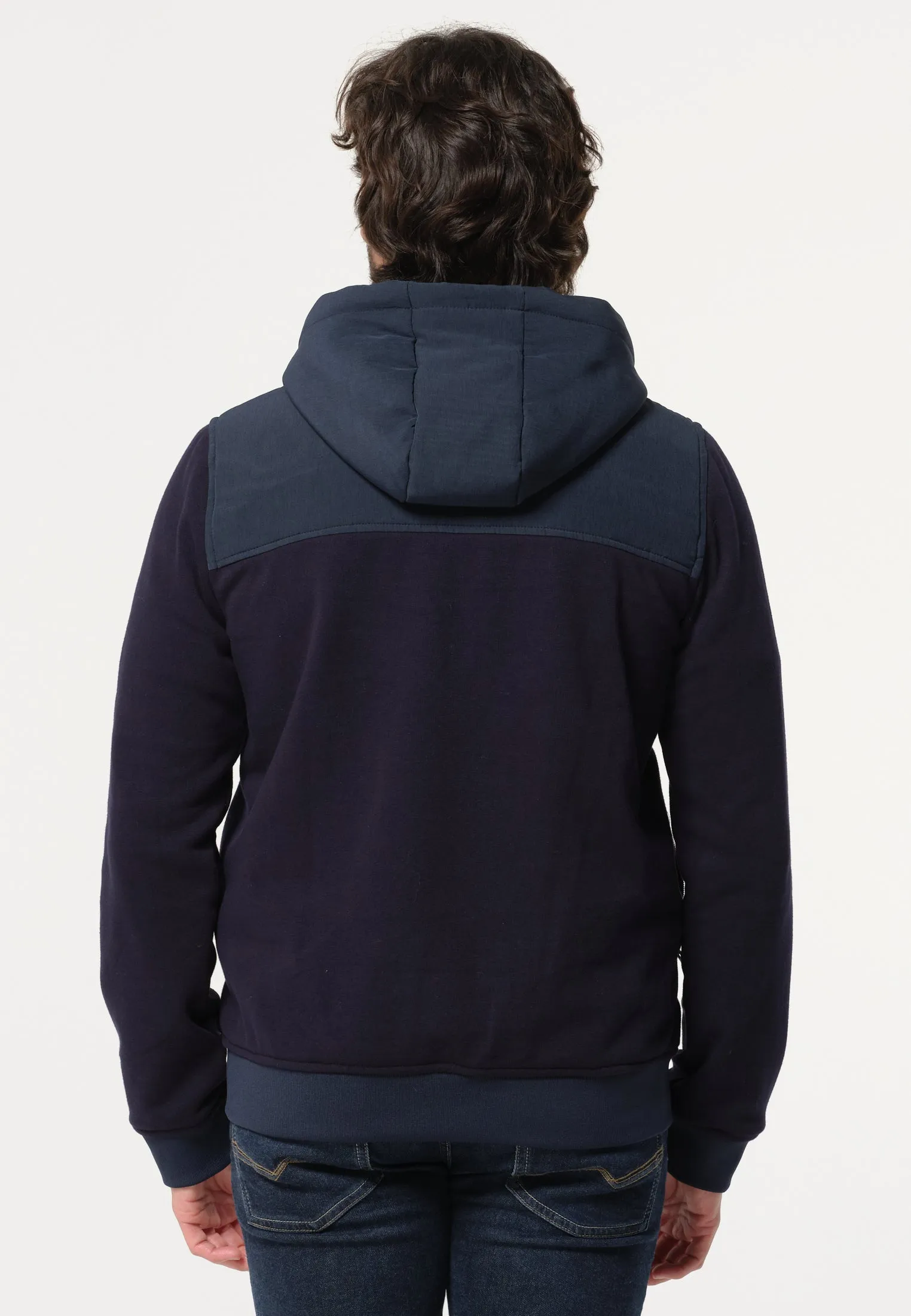 Veste homme bleue et intérieur beige avec capuche