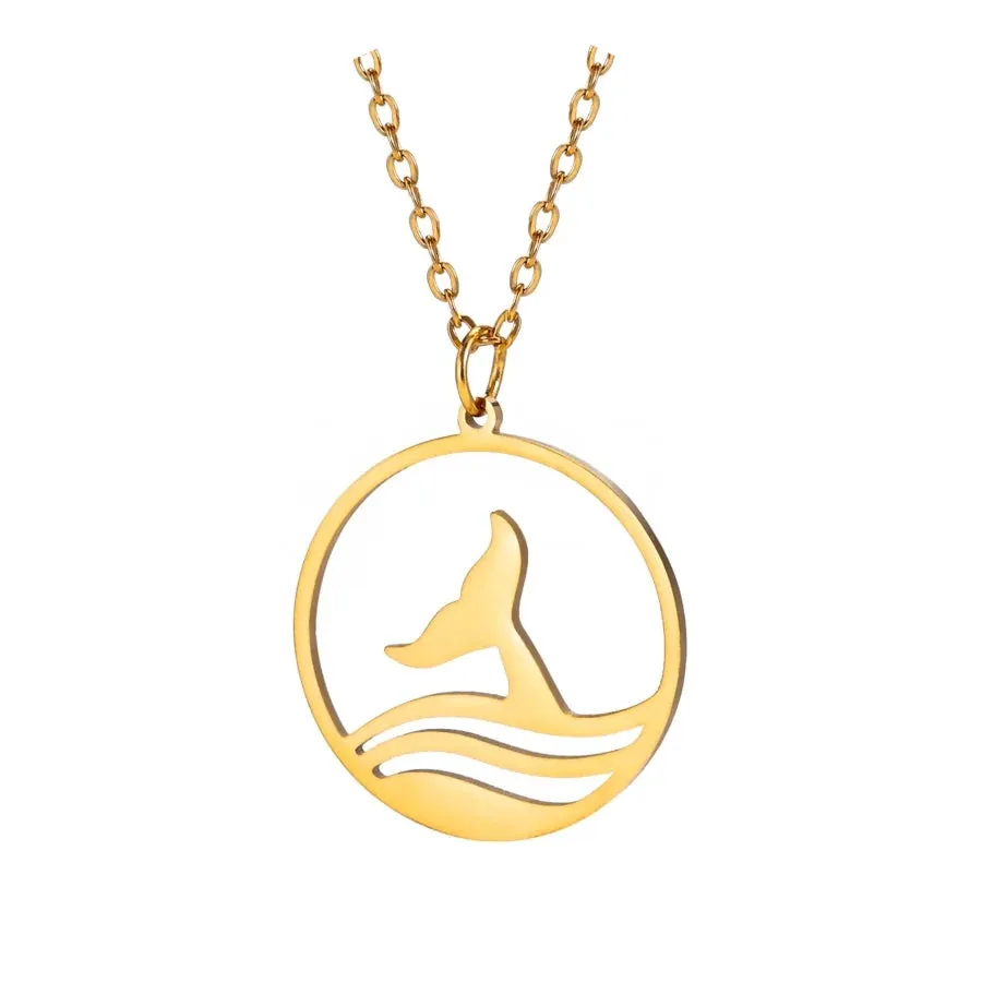 Whale Tail Gold-Silver Pendant (Steel)