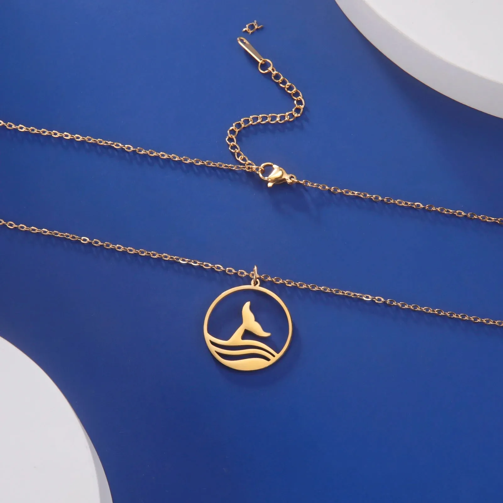 Whale Tail Gold-Silver Pendant (Steel)